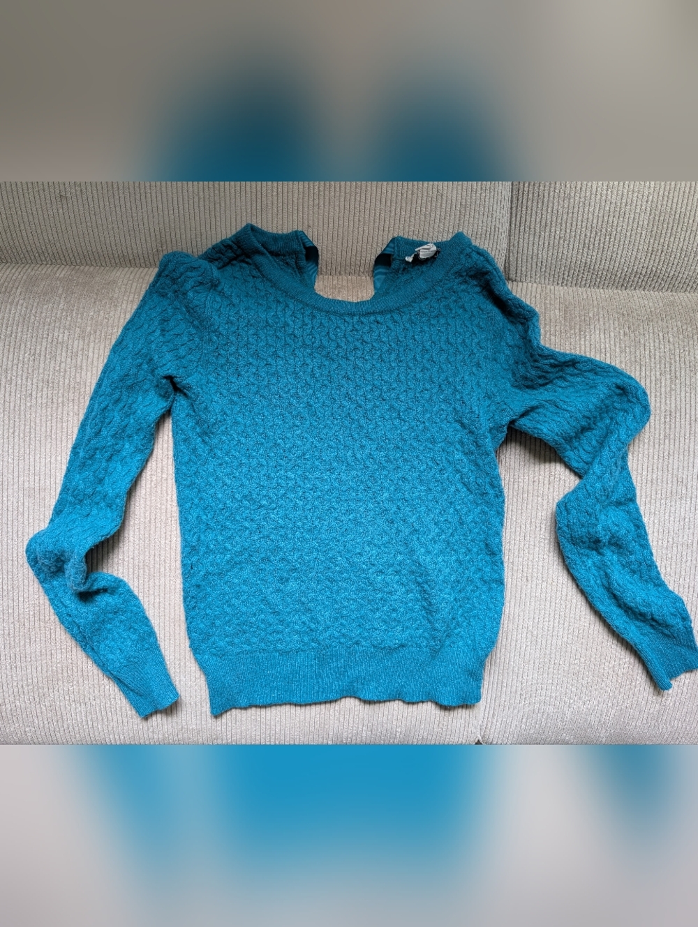 Forever 21 Teal Textured Cable Crewneck Sweater Vintage From 2013
